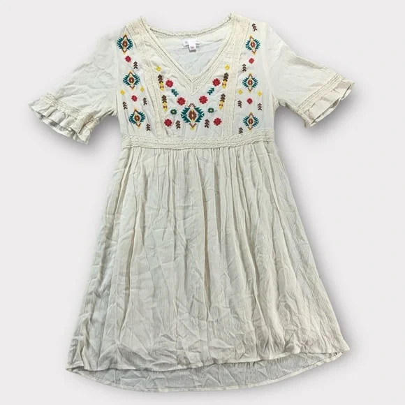 hippie embroidered dress White French style tube top embroidered simple light wedding dress P24 –  PreppyDress main image 1